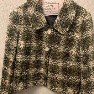 Ann Taylor Kids Tweed Jacket in Green and White